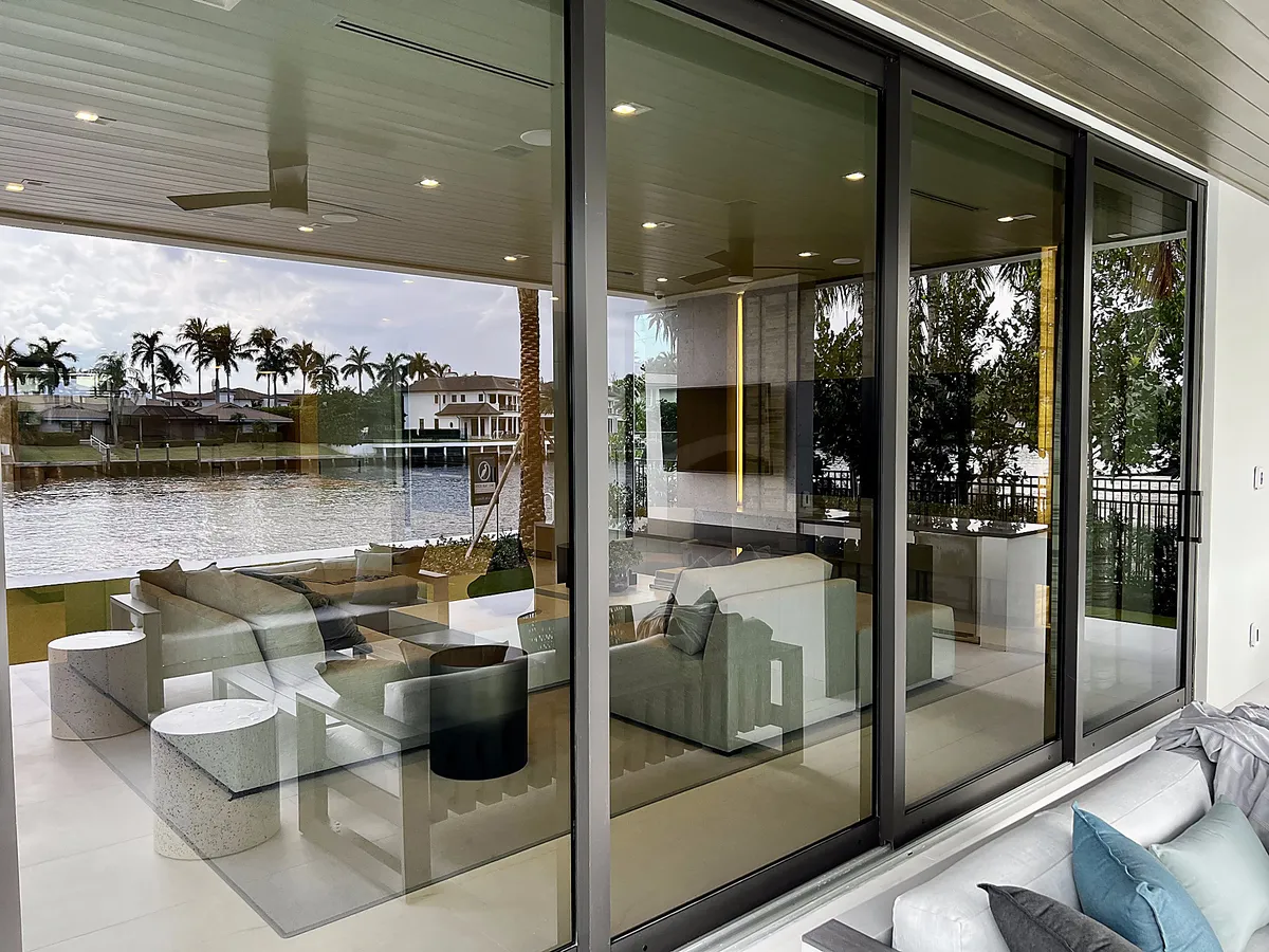 Sliding glass doors reflecting the Intracoastal after cleaning in Delray Beach