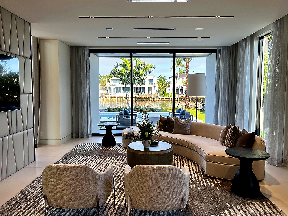Luxury waterfront home interior with crystal clear windows in Delray Beach FL