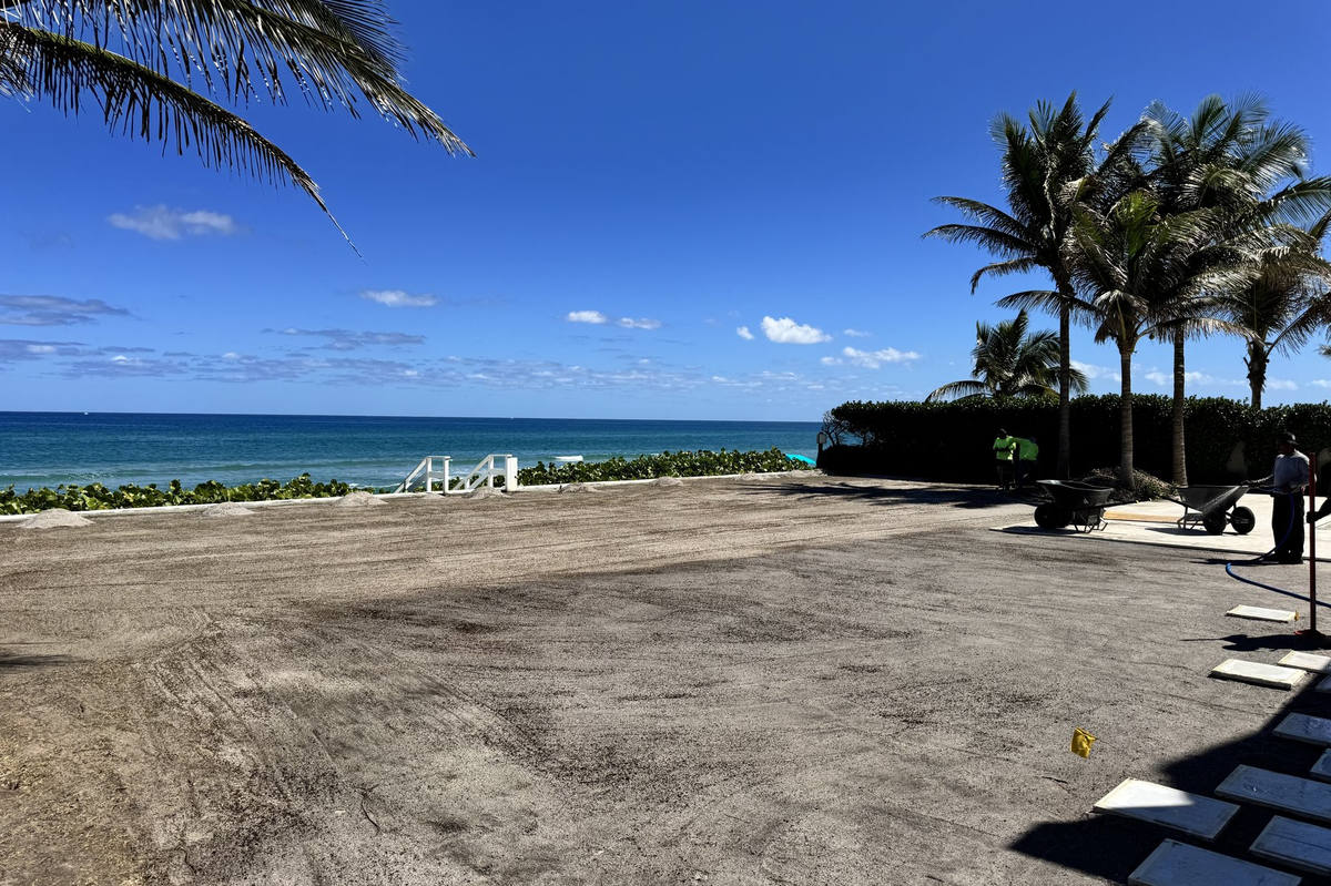 Oceanfront yard graded and ready for sod